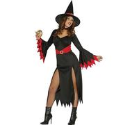 FIESTAS GUIRCA Ladies Witch Costume with Red Trim Halloween Size M 10-12
