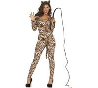 FIESTAS GUIRCA Leopard Costume Adult Woman Jumpsuit with Tail & Headband