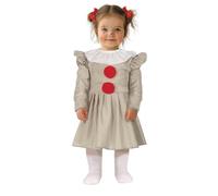 FIESTAS GUIRCA | Lil Crazy Clown Baby Costume (12-18 Months) - Dress and Collar - Clown Costumes for Halloween, Carnival and Fancy Dress Parties - Ideal for Baby Girls - Grey