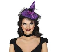 FIESTAS GUIRCA | Lilac Witch Hat Headband (One Size) - Witch Costume Accessory for Halloween and Costume Parties - Ideal for Adult Women - Purple