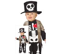 FIESTAS GUIRCA Little Skeleton Baby Fancy Dress Costume - Toddler Costume including Top Hat - Baby Boys Age 2-3 Years