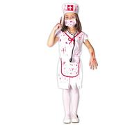 FIESTAS GUIRCA Little Zombie Nurse Girl Costume for Halloween White/Red - White, 140-146