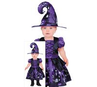 FIESTAS GUIRCA Magical Purple Witch Baby Fancy Dress - Baby Girl Halloween Kids Costume including Witch Hat Age 12-18 Months
