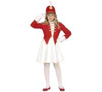 FIESTAS GUIRCA Majorette Fancy Dress Costume Girls - Red, White and Golden Baton Twirler Outfit for Children 7-9 Years