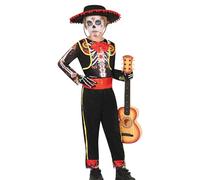 FIESTAS GUIRCA | Mariachi Skeleton Children's Fancy Dress Costume (3-4 years) - Jacket, Sash, Jumpsuit and Bow Tie - Day of the Dead, Halloween and Mexican Party Costumes - Ideal for Kids