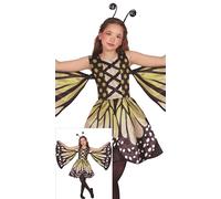 FIESTAS GUIRCA Marvelous Butterfly Girls Fancy Dress Costume - Yellow Monarch Butterfly Dress with Wings - Kids Fancy Dress Costumes Girls - Girls Age 7-9 Years