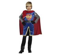 FIESTAS GUIRCA Medieval King Fancy Dress Costume Boys - Red and Blue Warrior with King Cape for Children 10-12 Years