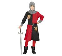 FIESTAS GUIRCA Medieval Knight Child Costume - Child's Red and Black Warrior Outfit for Children