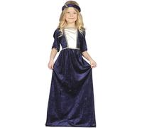 Girls Kids Childrens Blue Tudor Medieval Princess Fancy Dress Costume 5-12