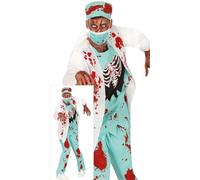 FIESTAS GUIRCA Men's Devilish Zombie Surgeon Costume - Blood Skeleton Doctor - Adult Men's Halloween Costumes