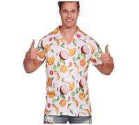 FIESTAS GUIRCA Men's Hawaiian Fruit Shirt White