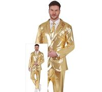 FIESTAS GUIRCA Metallic Gold Suit Mens Fancy Dress Costume - Fancy Suit & Tie Funny Mens Costume - Shiny Golden Fancy Dress Men Size S