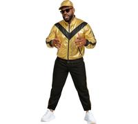 FIESTAS GUIRCA Metallic Gold Tracksuit Mens Fancy Dress Costume - Shiny 90s Hip-Hop Shell Suit - 80s Baseball Jogging Suit Fancy Dress Men Size L 42-44
