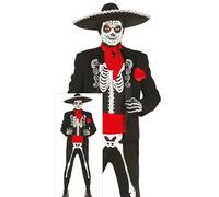 FIESTAS GUIRCA | Mexican Skeleton Fancy Dress - Jacket, Sash, Jumpsuit and Scarf - Halloween, Day of the Dead and Fancy Dress Parties - Ideal for Adults and Teens
