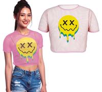 FIESTAS GUIRCA | Multicolour Acid Mesh T-Shirt (14-16/L) - Textile Accessory for Fancy Dress Parties and Celebrations - Ideal for Adult Women - Perfect for Carnival and Halloween - Multicolour