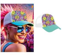 FIESTAS GUIRCA | Multicolour Psychedelic Acid Cap (One Size) - Fancy Dress Accessory for 80s Parties and Retro Celebrations - Ideal for Carnival and Halloween - Unisex - Multicolour
