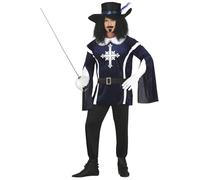 FIESTAS GUIRCA Musketeer Fancy Dress Costume - Blue and White Knight Outfit with Hat Historical Costume for Men Size M