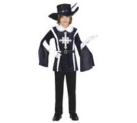FIESTAS GUIRCA Musketeer Fancy Dress Costume for Boys - Blue and White Knight Attire with Hat for Children 3-4 Years
