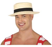 FIESTAS GUIRCA | Natural Straw Canoutier Hat - Fancy Dress Accessory for Adult Men - Ideal for Summer Parties and World Culture Celebrations - Classic and Elegant Style - Natural