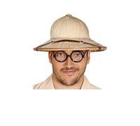 FIESTAS GUIRCA | Natural Straw Pith Helmet - Fancy Dress Accessory for Military Style and 1940s Parties - Ideal for Unisex Adults at Carnival and Halloween - Natural