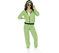 FIESTAS GUIRCA Neon Green Tracksuit Fancy Dress Women - Colourful 80s Shell Suit Funny Womens Costume - 90s Jogging Suit Bachelorette Party Hen Do Fancy Dress Women Size L