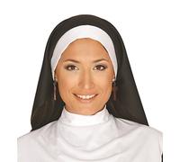 FIESTAS GUIRCA | Nun Costume Set with Veil and Neck Cover (One Size) - Fancy Dress Accessory for Religious Parties and Carnival - Ideal for Adult Women - Black