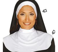 FIESTAS GUIRCA | Nun Costume Set with Veil and Neck Cover (One Size) - Fancy Dress Accessory for Religious Parties and Carnival - Ideal for Adult Women - Black