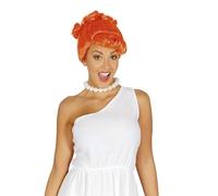 FIESTAS GUIRCA | Orange Caveman Wig (One Size) - Themed Fancy Dress Accessory for Troglodyte Parties and Celebrations - Ideal for Adult Women - Orange