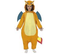 FIESTAS GUIRCA Orange Dragon Fancy Dress Costume for Boys and Girls - Dragon Jumpsuit with Tail and Wings for Children 7-9 Years