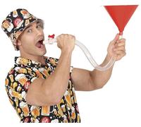 FIESTAS GUIRCA | Party Funnel Tube (27.6 in) - Gadget for Beer Parties and Celebrations - Fun Accessory for Stag Do and Other Parties - Adults - Red and Clear