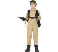 FIESTAS GUIRCA | Phantom Hunter Fancy Dress Costume Children (7-9 Years) - Backpack and Jumpsuit for Ghost Hunter - Halloween and Carnival Costumes - Ideal for Boys and Girls - Beige and Black