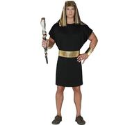 FIESTAS GUIRCA Pharaoh King of Egypt Mens Fancy Dress Costume - Black and Gold Egyptian Roman Toga Fancy Dress Men Size M 38-40