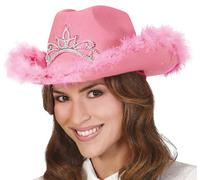 FIESTAS GUIRCA | Pink Cowboy Hat with Boa (One Size) - Cowgirl Hat for Hen Parties, Themed Events and Celebrations - Fancy Dress Accessory for Women - Pink