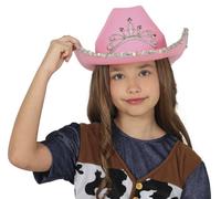 FIESTAS GUIRCA | Pink Felt Cowboy Hat (Child Size) - Old West Style - Fancy Dress Accessory for Girls - Ideal for Cowboy Parties, Carnival and Halloween - Pink