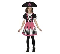 FIESTAS GUIRCA Pink Girl Pirate Fancy Dress Costume - Pirate Hat and Dress for Children 10-12 Years