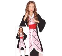 FIESTAS GUIRCA Pink Manga Fighter Girls Fancy Dress Costume - Japanese Anime Warrior with Kimono Dress - Kids Fancy Dress Costumes Girls - Girls Age 7-9 Years