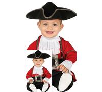 FIESTAS GUIRCA | Pirate Baby Fancy Dress Costume (18-24 Months) - Belt, Hat and Jumpsuit - Corsair Costumes for Halloween, Carnival and Fancy Dress Parties - Ideal for Baby Boys - Burgundy and Black