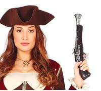 FIESTAS GUIRCA | Pirate Blunderbuss Pistol (42 cm) - Costume Accessory for Carnival, Halloween, Themed Parties, Masquerade, Pirate Cosplay - Adult Child - Brown Silver