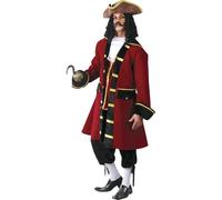 FIESTAS GUIRCA Deluxe Pirate Captain Men's Fancy Dress Costume -Pirate Costume Outfit, Red Jacket, Trousers, Cravat - Pirate Costume for Men (Large)