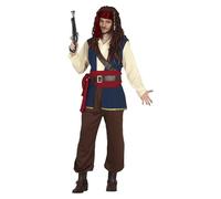 FIESTAS GUIRCA Pirate Captain Fancy Dress Costume - Hero of the Seven Seas Outfit for Men Size M