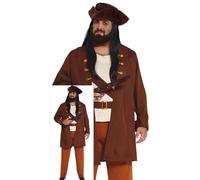 FIESTAS GUIRCA Pirate Captain Mens Fancy Dress Costume - Pirate Fancy Dress Men including Pirate Hat Size XXL