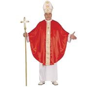 FIESTAS GUIRCA Pope Mens Fancy Dress Costume Red Cardinal Costume with Pope Hat Bishop Fancy Dress Men Adult Religious Dress Up Male Outfit (Large)