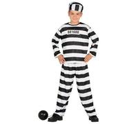 Fiestas Guirca Prisoner Convict Stripe Boys Fancy Dress Costume Age 5-6 Years