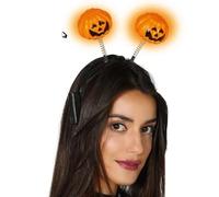 FIESTAS GUIRCA | Pumpkin Headband with Light (One Size) - Costume Accessory for Halloween and Parties - Ideal for Celebrations and Events - Headbands and Crowns with Lights - Orange