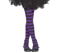 Fiestas Guirca Purple and Black Striped Tights for Girls, Size 3-6 Years