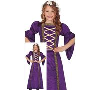 FIESTAS GUIRCA Purple Lady Girls Fancy Dress Costume - Medieval Noblewoman Princess Costume - Queen Kids Fancy Dress Costumes Girls - Girls Age 10-12 Years