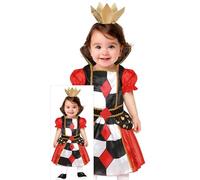 FIESTAS GUIRCA Queen of Hearts Costume Set with Crown Headband for Kids