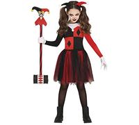 FIESTAS GUIRCA Red and Black Harlequin Fancy Dress for Girls - Villain Jester Kids Costume - Halloween Girls Costumes 3-4 years