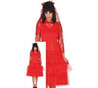 FIESTAS GUIRCA Red Bride Women Fancy Dress Costume - Red Wedding Dress and Veil - Halloween Costumes for Women Size M