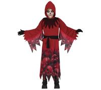 FIESTAS GUIRCA Red Grim Reaper Fancy Dress for Boys - Skull Devil Kids Costume - Boys Halloween Costumes 7-9 years